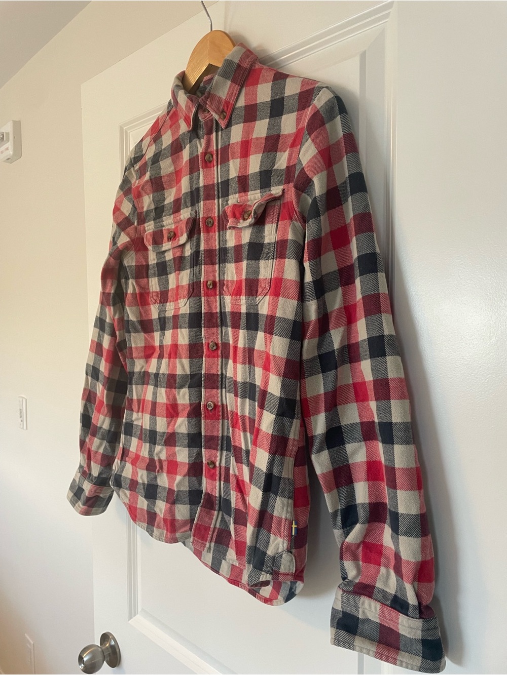 Fjallraven Red Black Cream Plaid Casual Button-Down Shirt